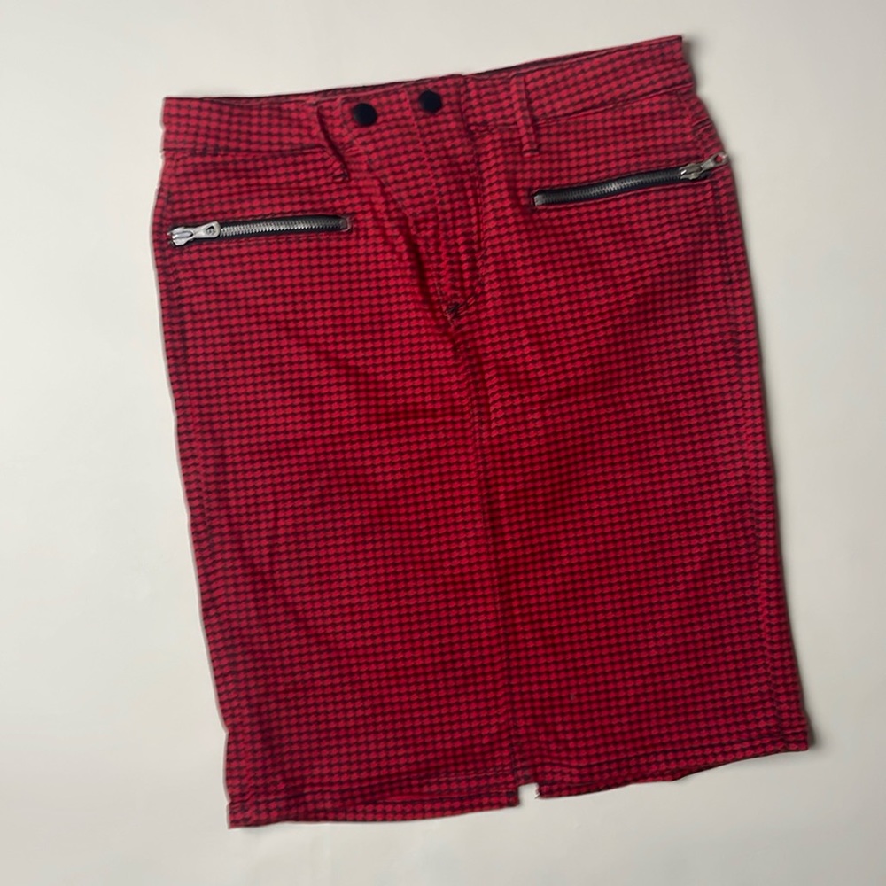 Joes denim red houndstooth pencil skirt